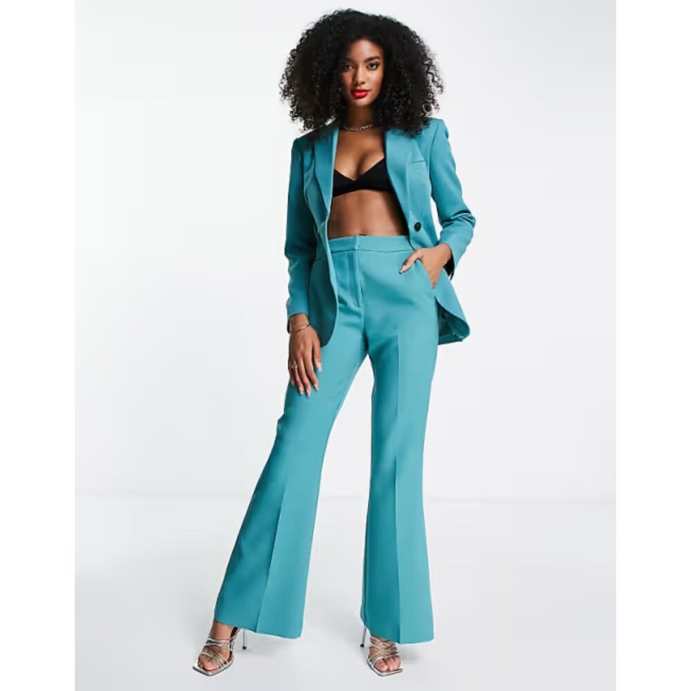 ASOS Teal High Waisted Boot Cut Flare Women's Dress Pants Size 8 Medium Trousers